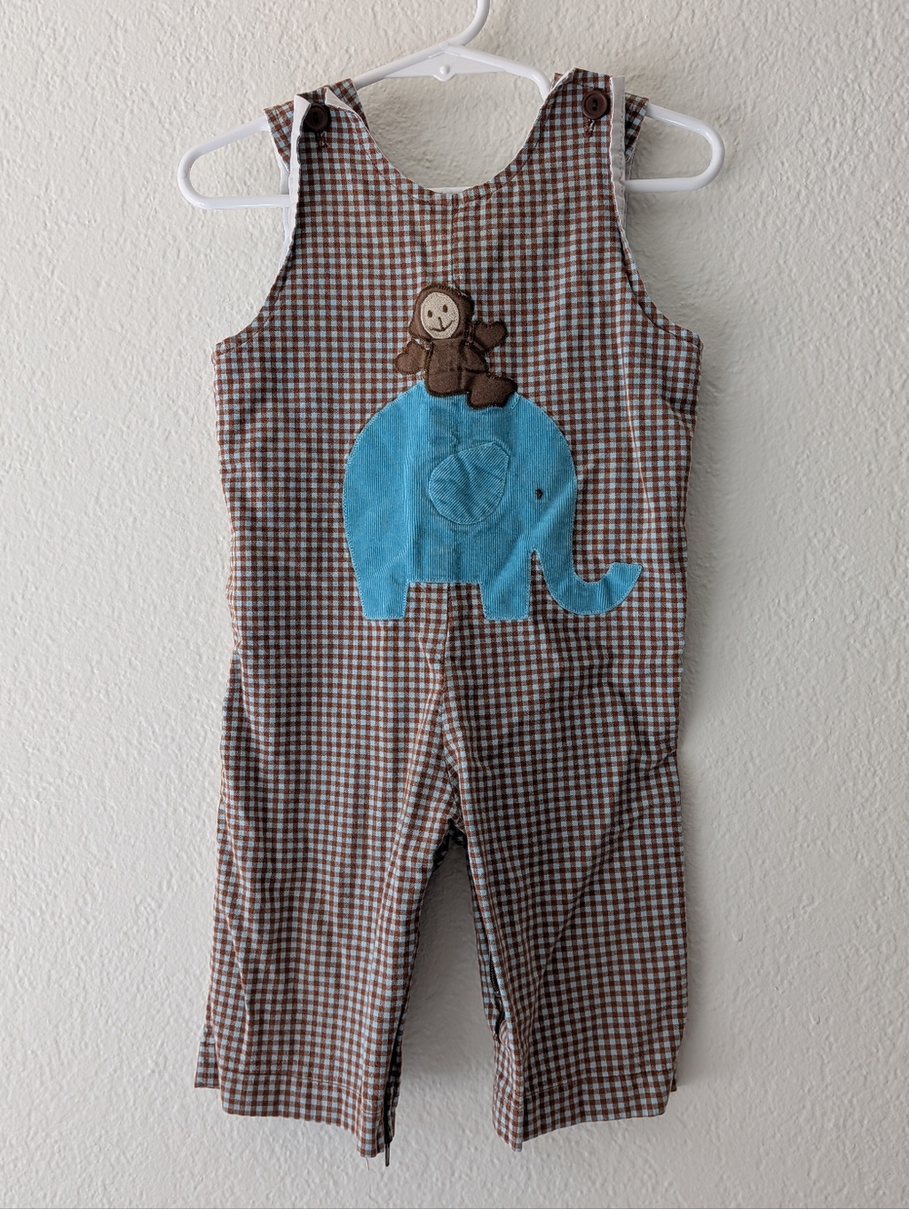Vintage Fantasia! Too Baby Toddler 18M Pant Romper Gingham Elephant & Monkey